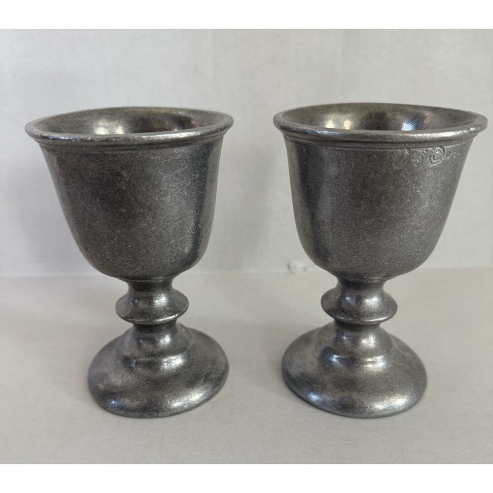 Vintage Wilton Armetale RWP Pewter Plough Tavern 5 1/8” Wine Water Goblet Two